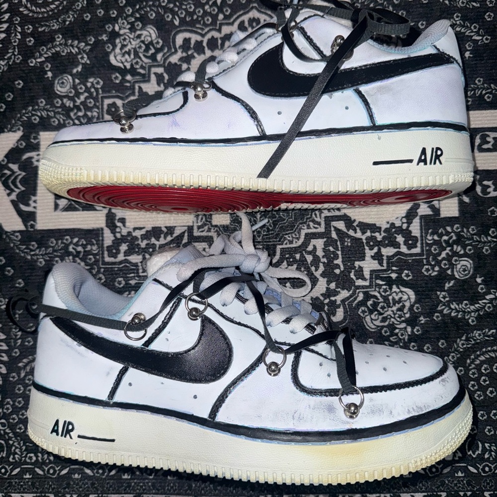 Custom Light Blue, White and Black Air Force Ones